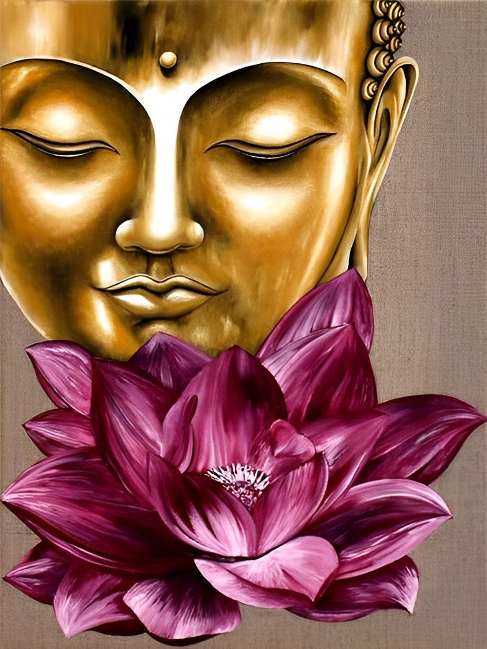 Heilige Boeddha-uitbeelding met Dieproze Lotus Diamond Painting