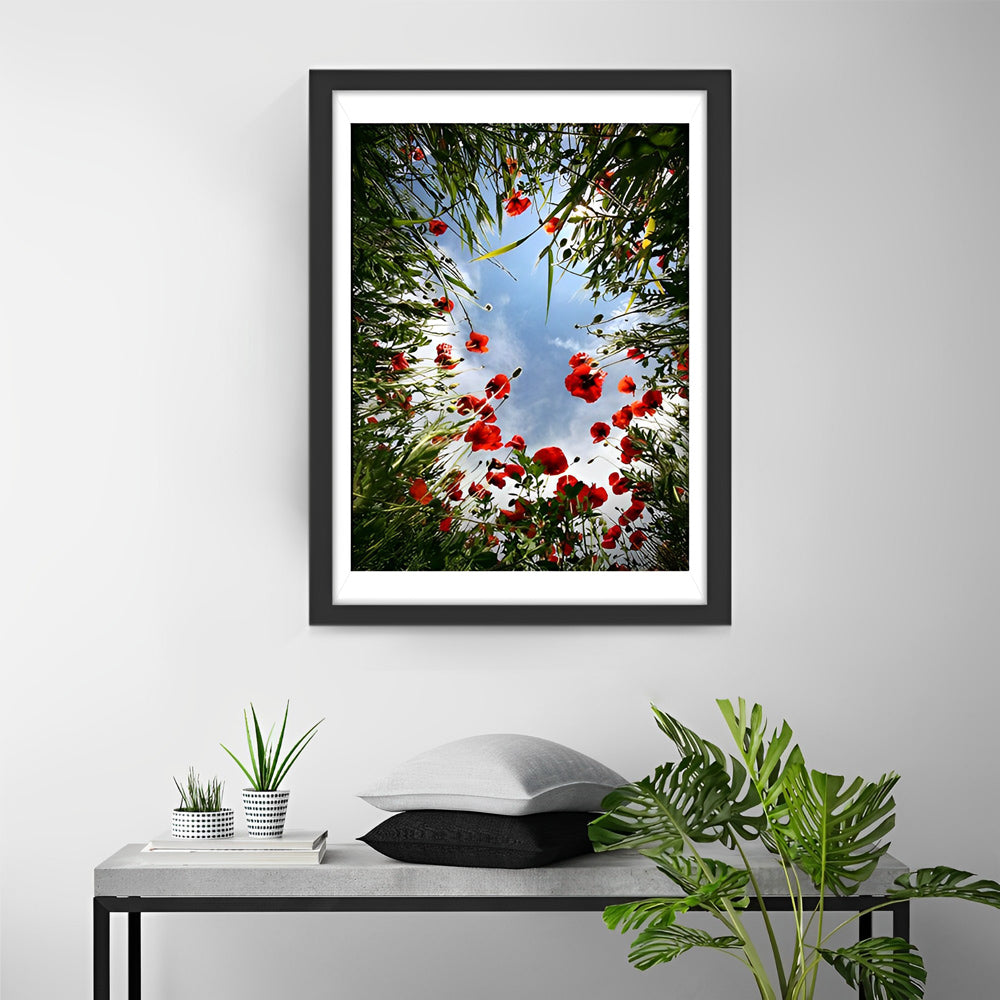 Hemel Kijken tussen Bloemen Diamond Painting