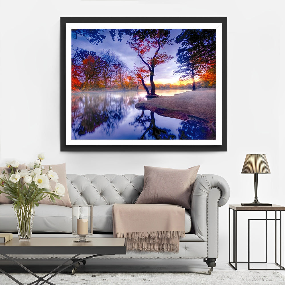 Herfstkleuren aan Kalm Meer Diamond Painting