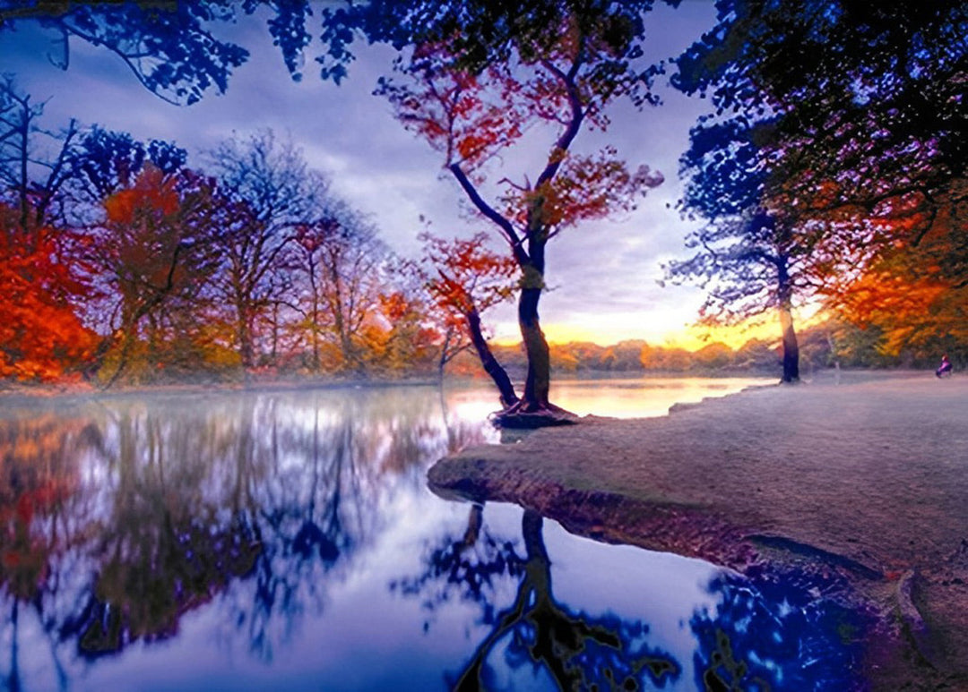 Herfstkleuren aan Kalm Meer Diamond Painting