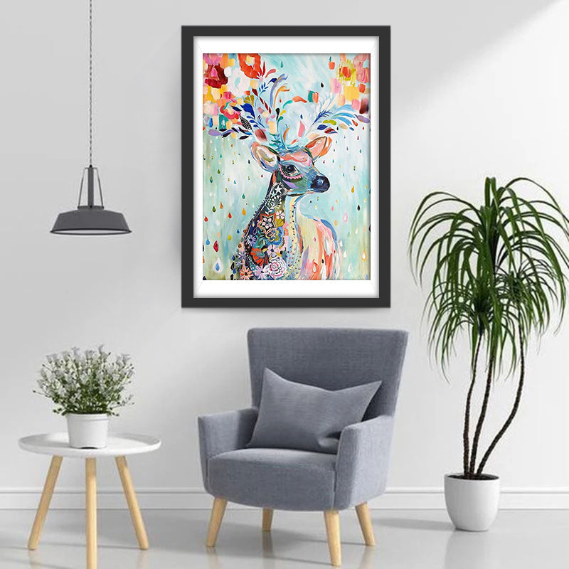 Hert Gemaakt van Bloemen en Patronen Diamond Painting
