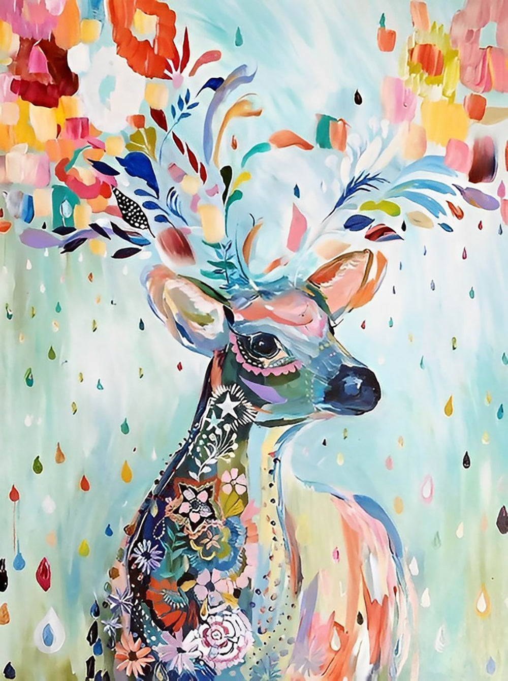 Hert Gemaakt van Bloemen en Patronen Diamond Painting