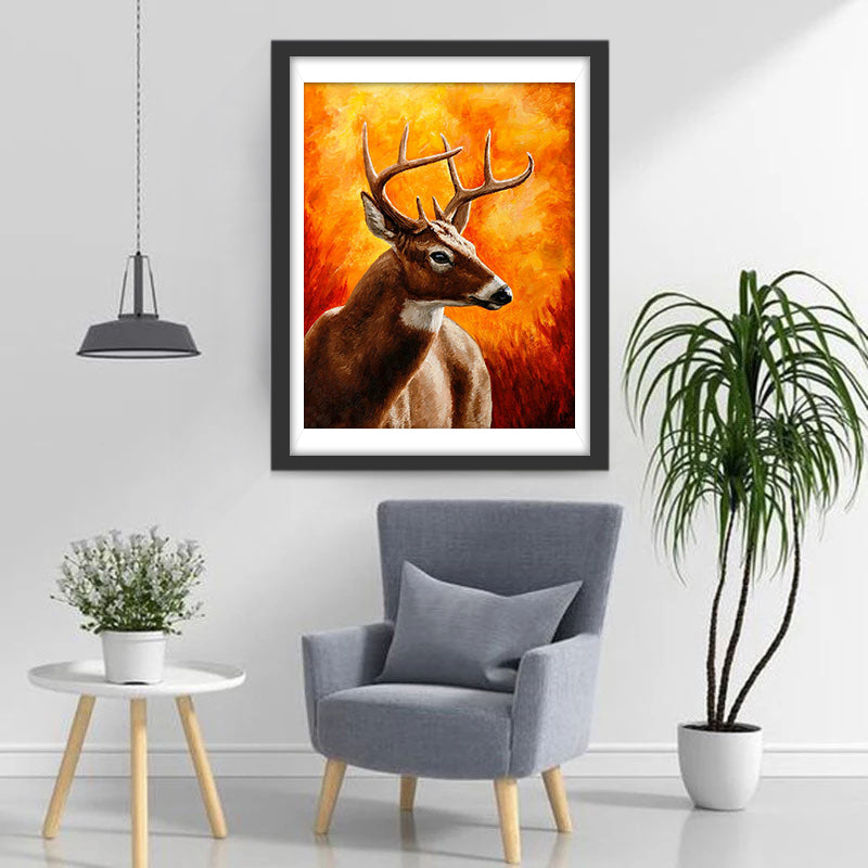 Hert onder de Rode Lucht Diamond Painting