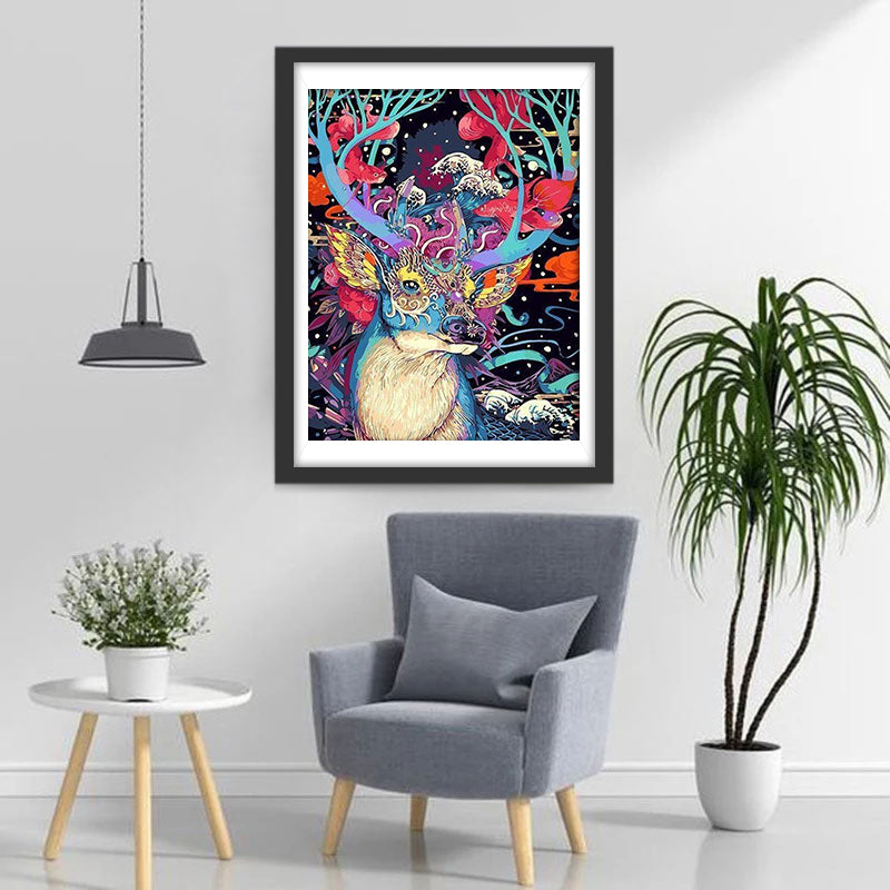 Herten, Kleurrijke Bloemen en Karpers Diamond Painting