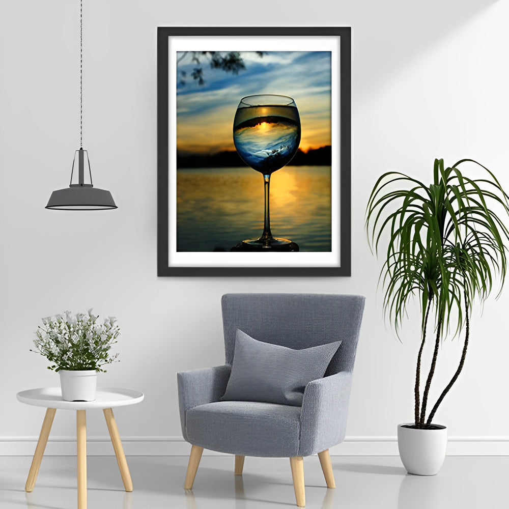 Het Avondlicht in het Wijnkelkglas Diamond Painting