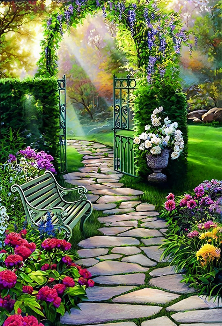 Het Betoverende Tuinparadijs met Bloemenweelde Diamond Painting
