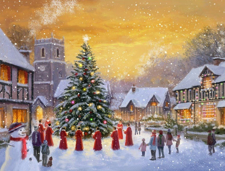 Het Feestelijke Dorpje met Grote Kerstboom Diamond Painting