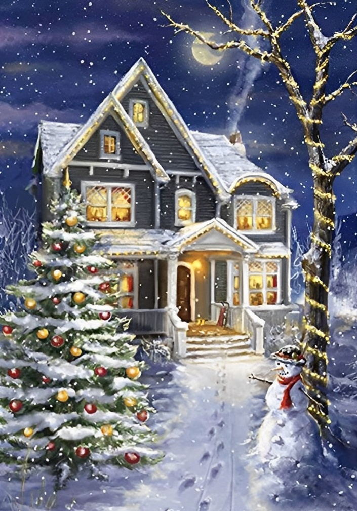 Het Gezellige Huis in Kerstsfeer Diamond Painting