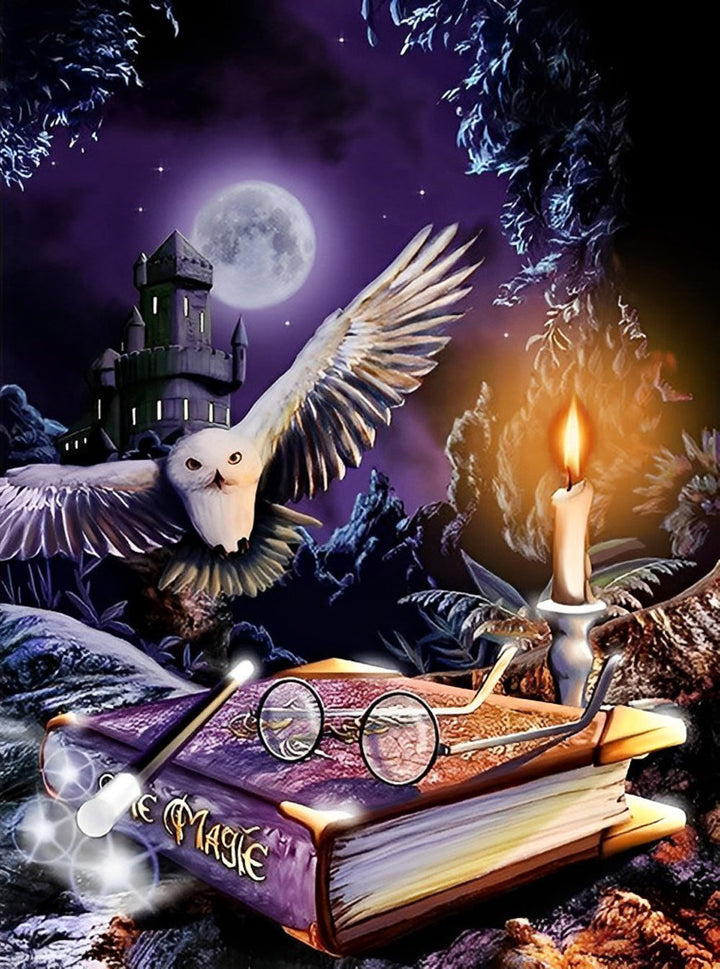 Het Grimoire en de Uil Diamond Painting