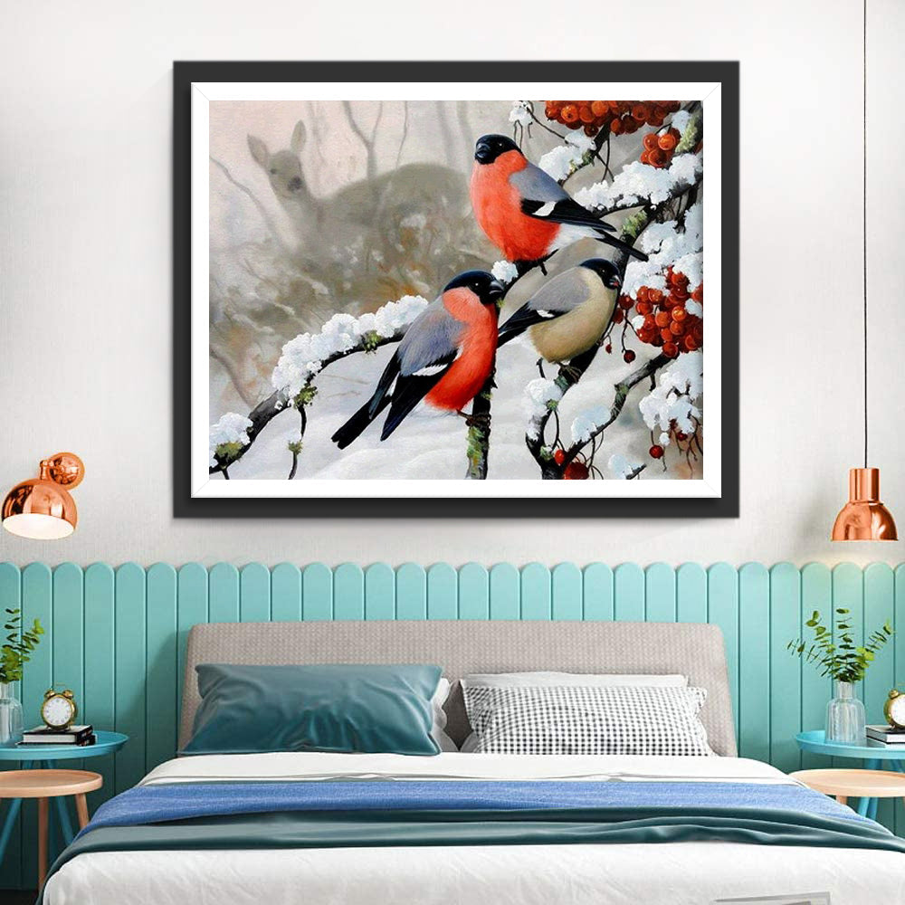 Het Hert en de Vogels op de Tak Diamond Painting