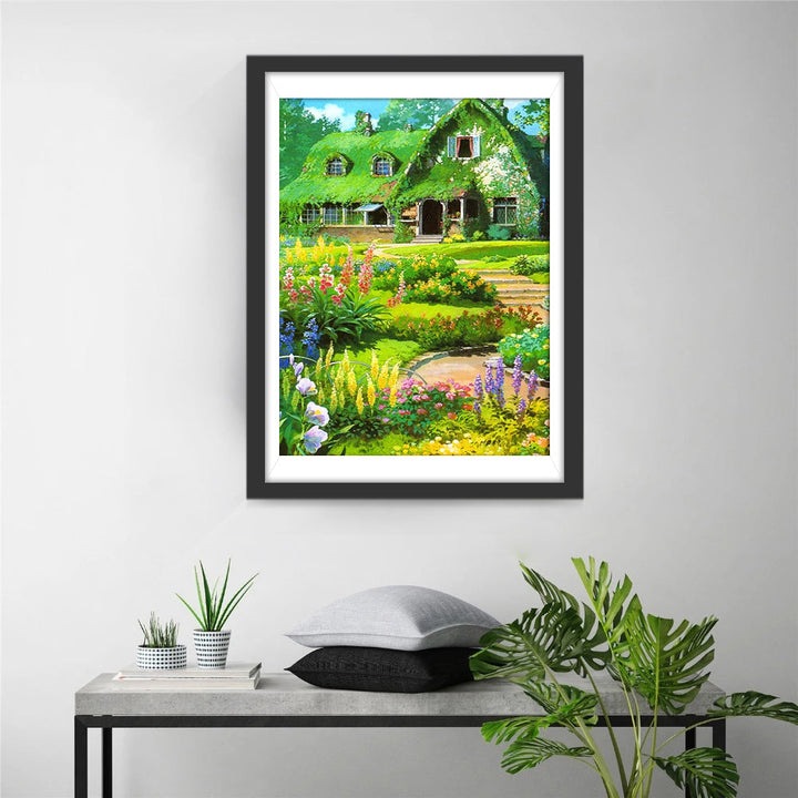 Het Huis in de Magische Bloementuin Diamond Painting