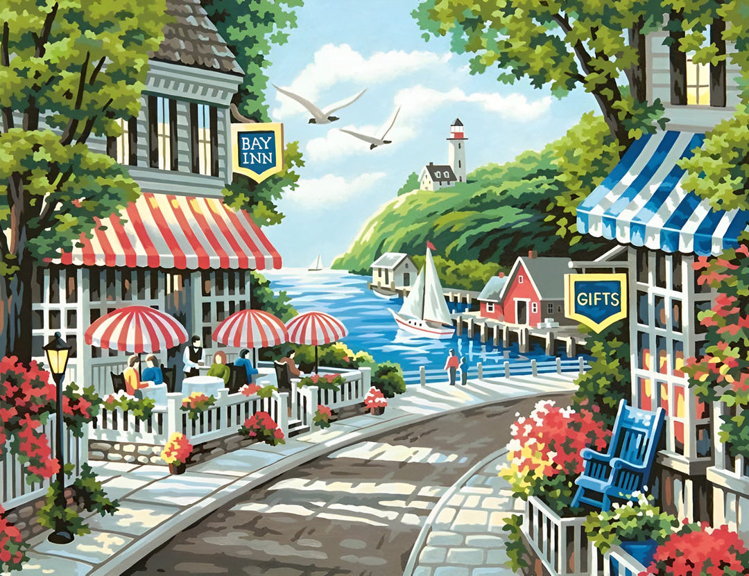 Het Kleurrijke en Levendige Kustdorpje Diamond Painting