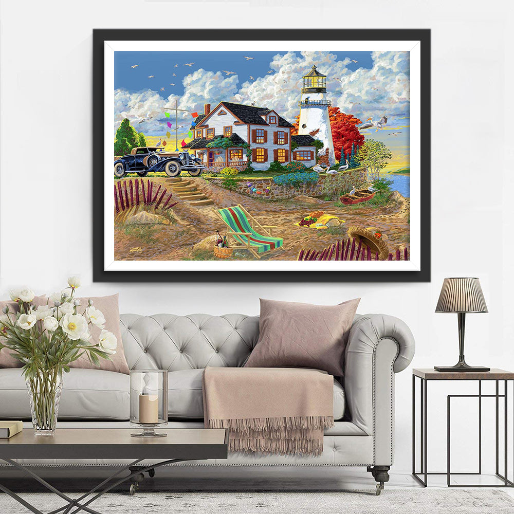 Het Lichthuis met Charme en Vintage Auto Diamond Painting