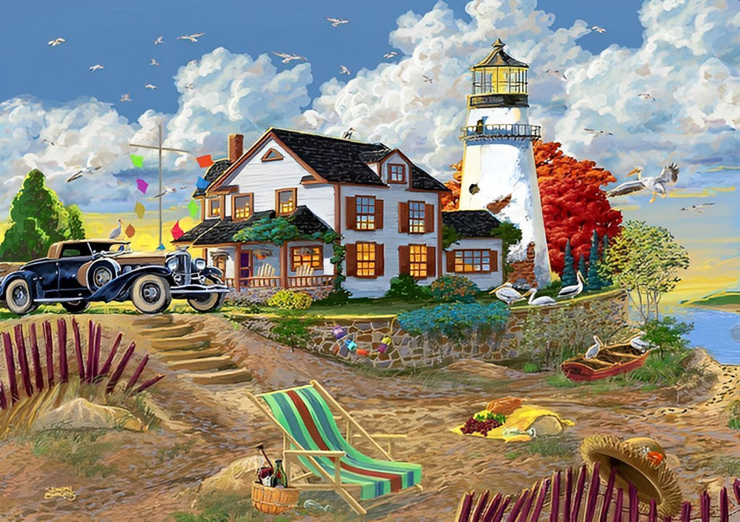 Het Lichthuis met Charme en Vintage Auto Diamond Painting