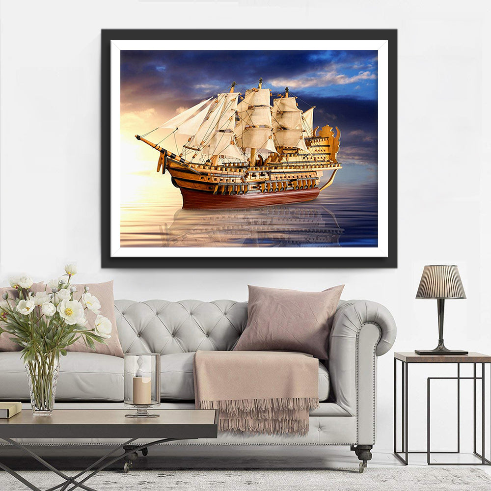 Het Majestueuze Klassieke Zeilschip op Zee Diamond Painting