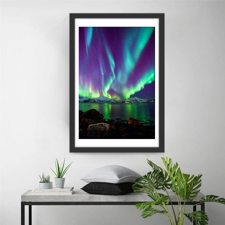 Het Schitterende Noorderlicht boven het Water Diamond Painting