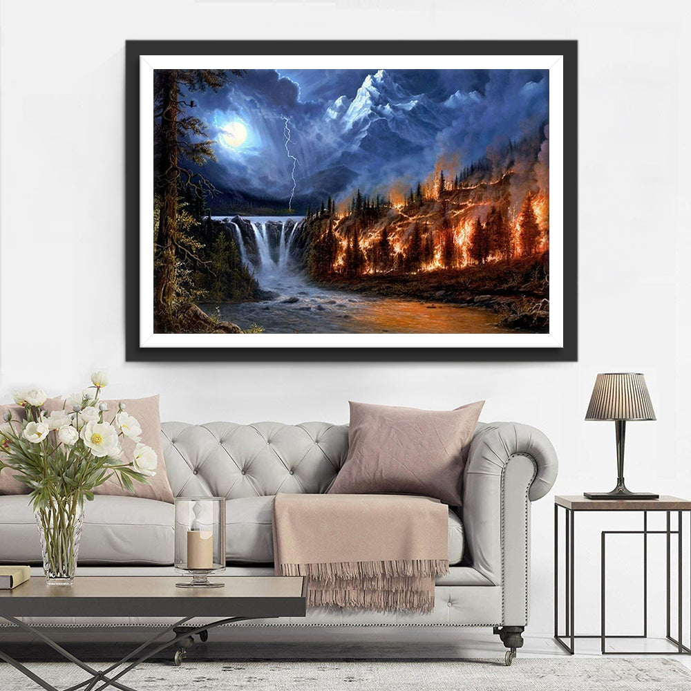 Het Spectaculaire en Destructieve Natuurgezicht Diamond Painting