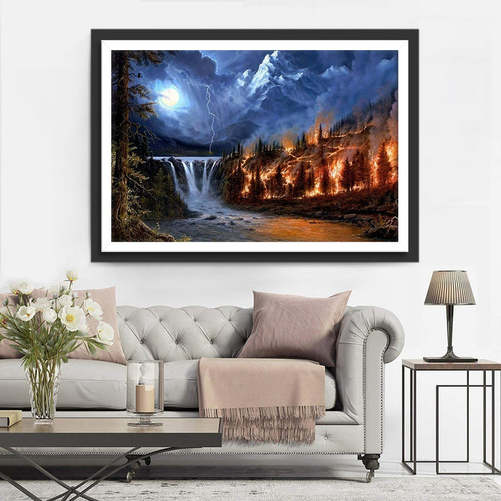 Het Spectaculaire en Destructieve Natuurgezicht Diamond Painting
