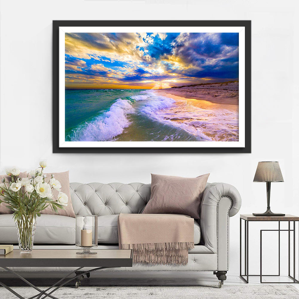 Het Strand bij Zonsondergang Diamond Painting