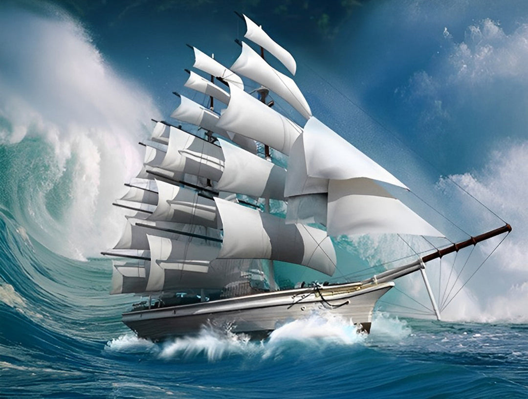 Het Zeilschip dat de Grote Golven Trotseert Diamond Painting