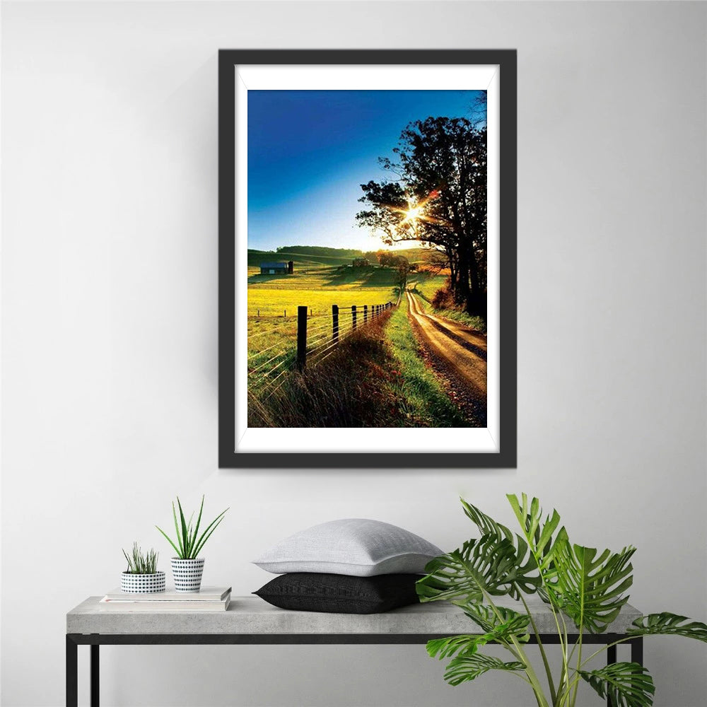 Het Zonovergoten Pad door de Weide Diamond Painting