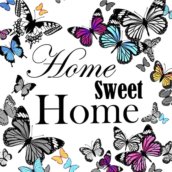 Home Sweet, omringd door Vlinders Diamond Painting