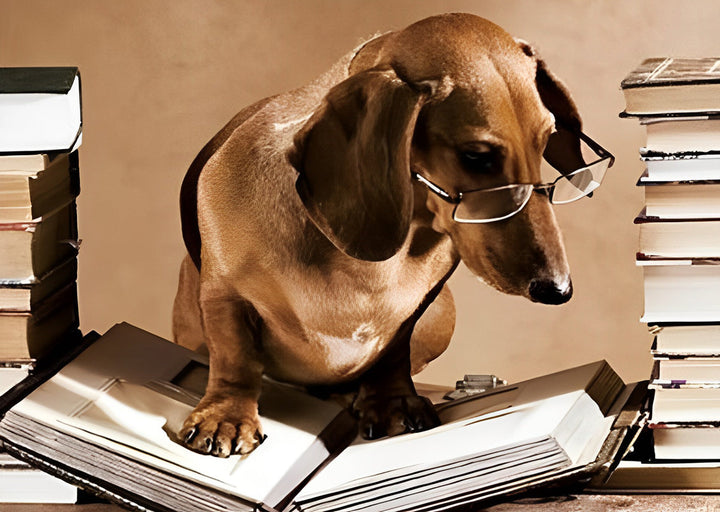 Hond met Bril Leest een Boek Diamond Painting