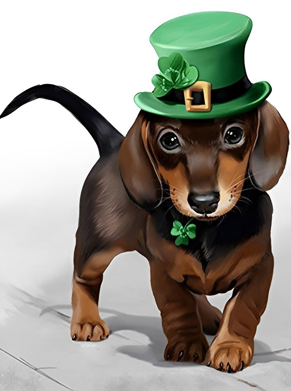 Hond met Groene Bolhoed Diamond Painting