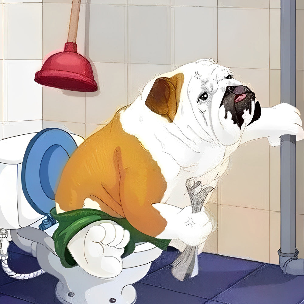 Hond op het Toilet Diamond Painting