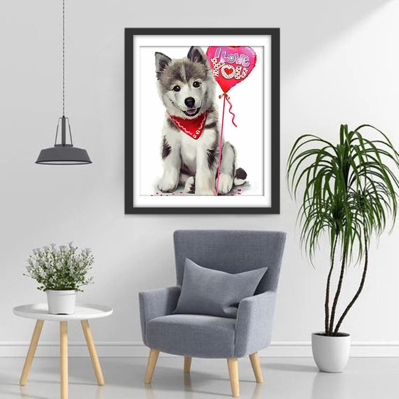 Honden en Liefdesballon Diamond Painting