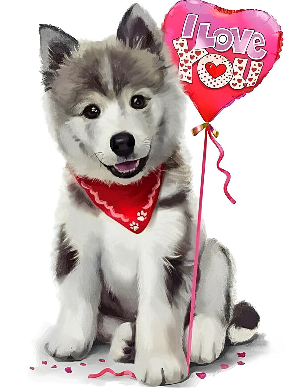 Honden en Liefdesballon Diamond Painting