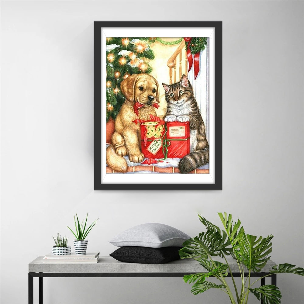 Hondje en Katje bij Kerstcadeautjes Diamond Painting