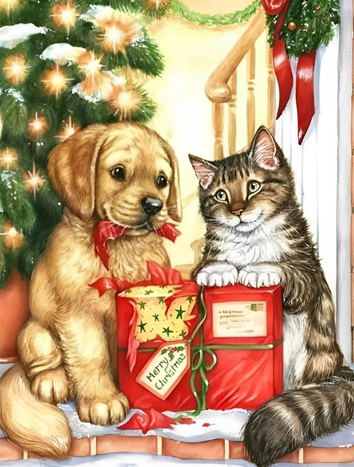 Hondje en Katje bij Kerstcadeautjes Diamond Painting