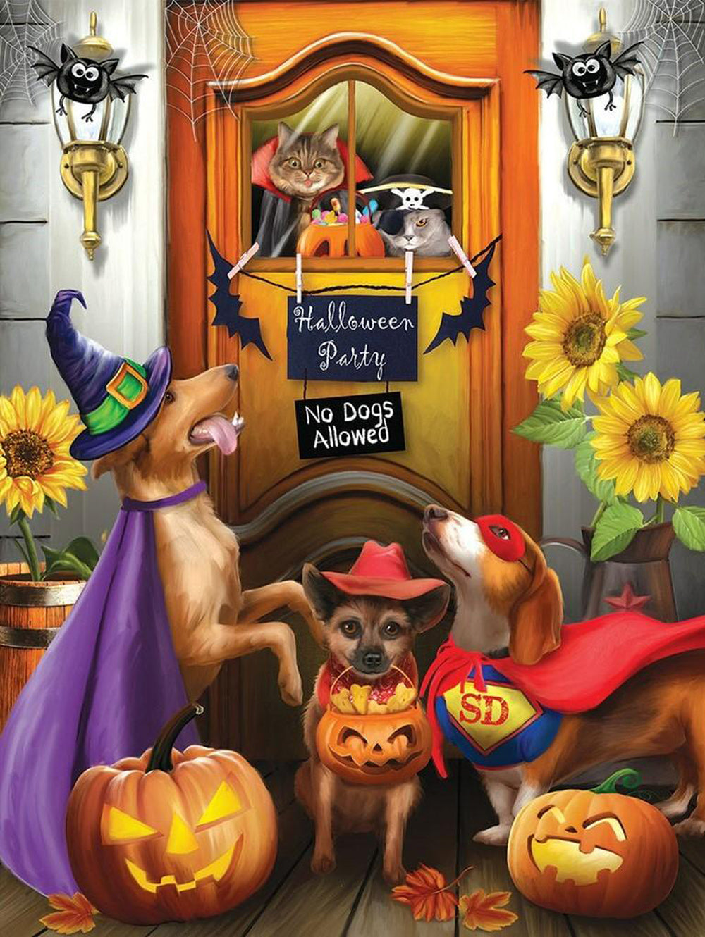 Hondjes Verwelkomen Halloween Diamond Painting