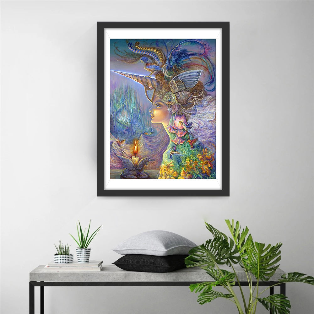 Hoornvrouw met Vleugels in Magische Sfeer Diamond Painting