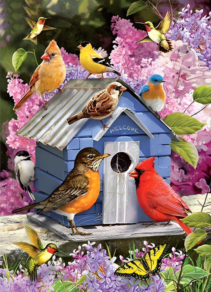Hut en Zwerm Vogels Diamond Painting