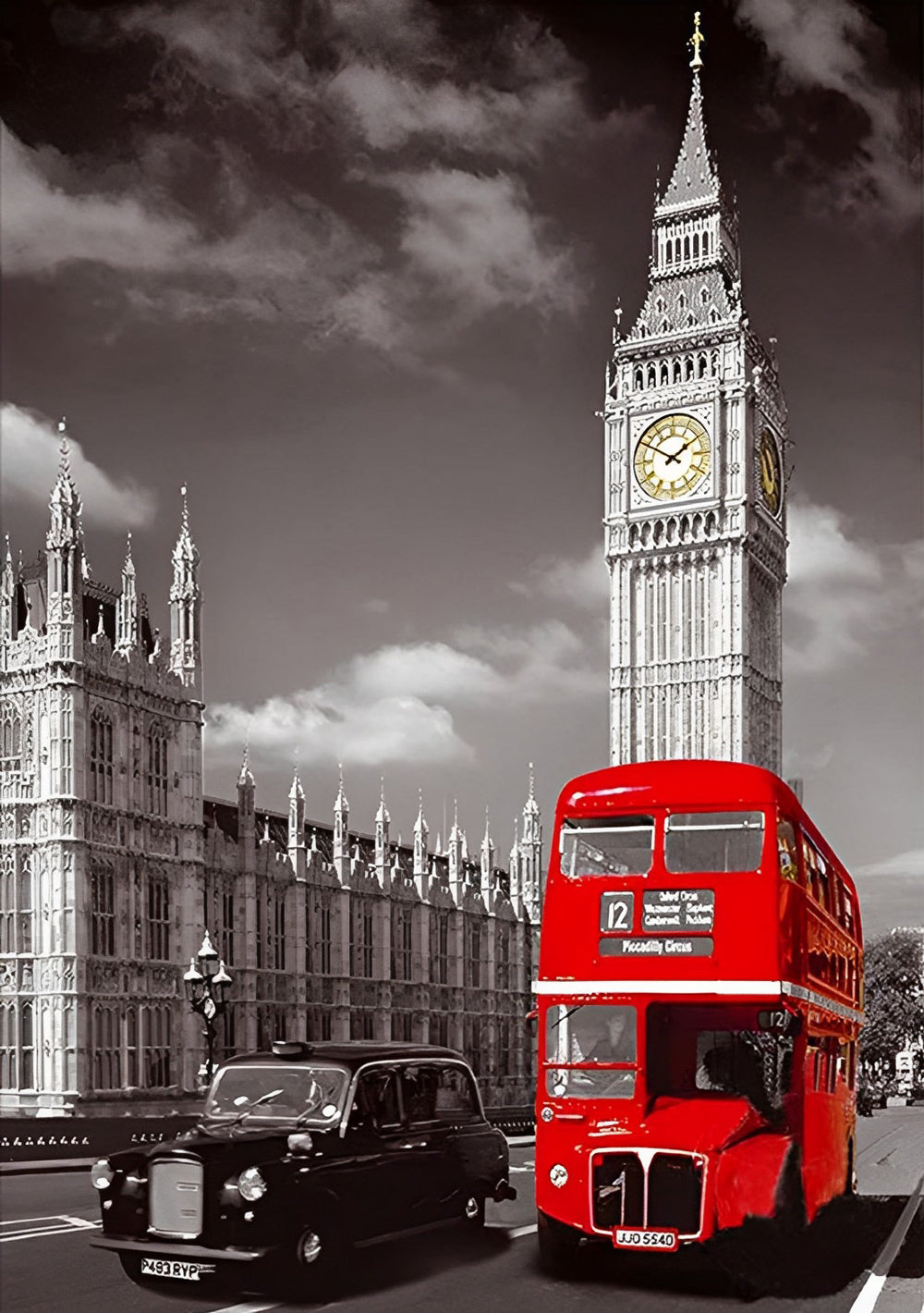Iconische Big Ben en Rode Dubbeldekker Diamond Painting