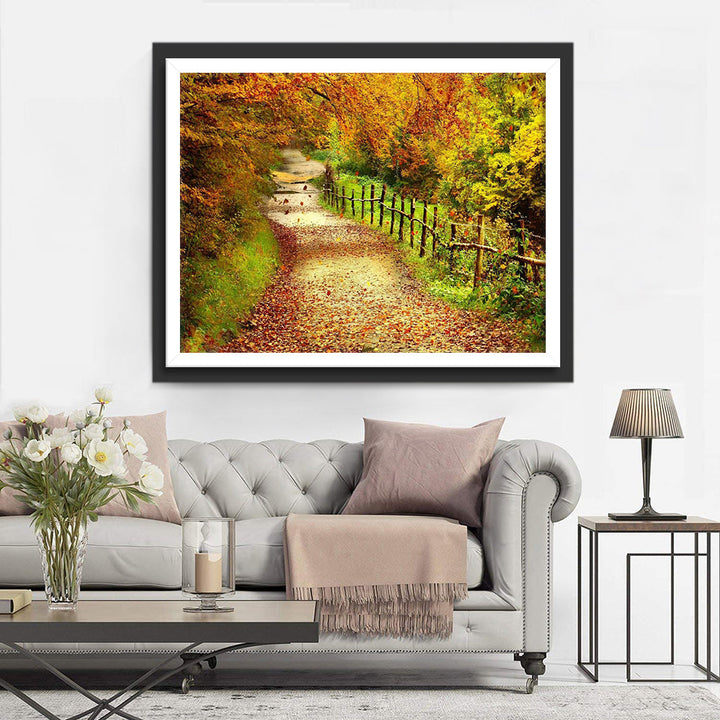 Idyllisch Herfstpad door de Bomen Diamond Painting