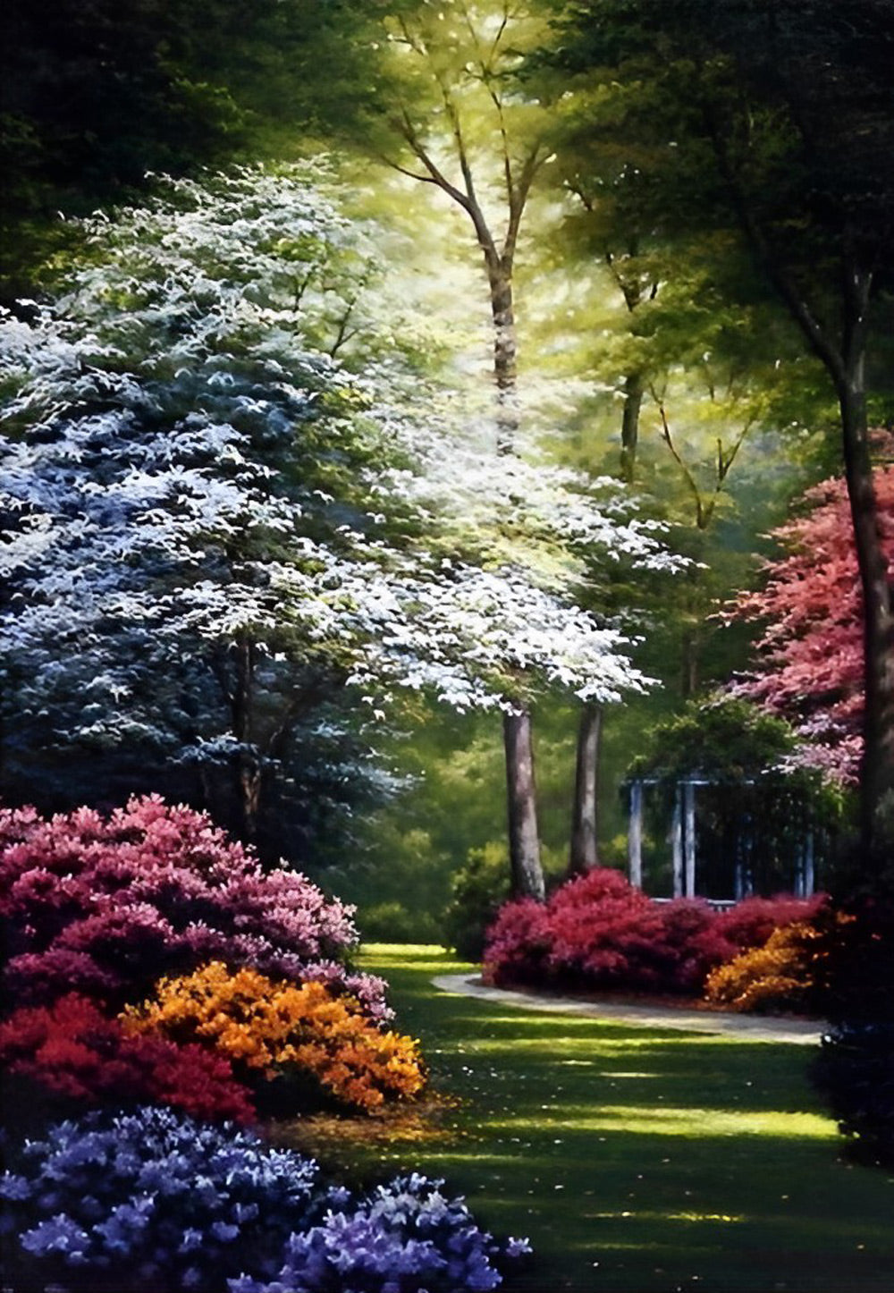 Idyllisch Plaatje van de Bloeiende Tuin Diamond Painting