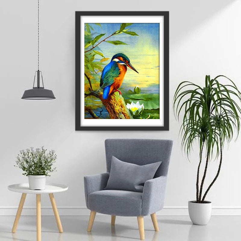 IJsvogel op een tak Diamond Painting