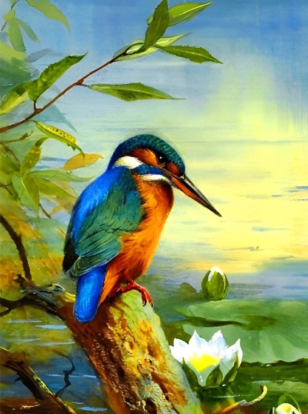 IJsvogel op een tak Diamond Painting