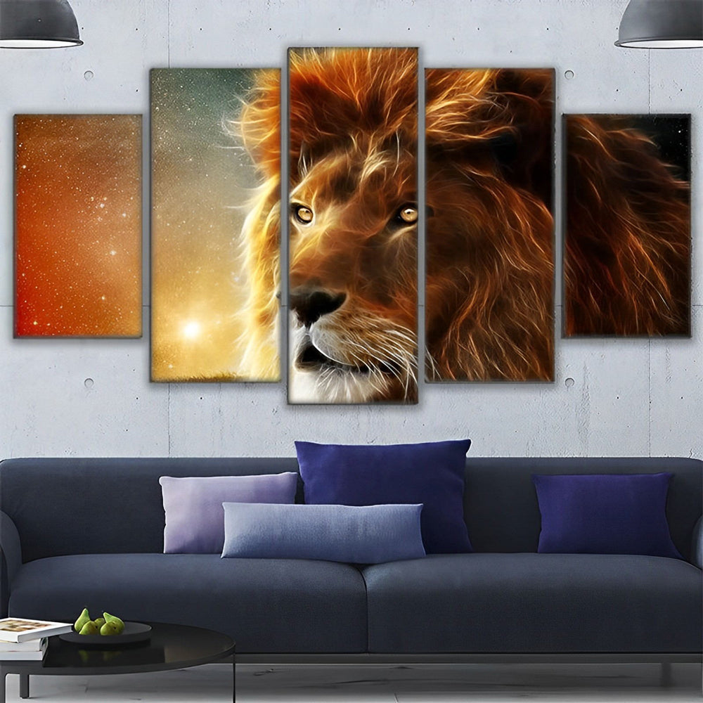 Imposante Gelaatstrekken in Vijf Panelen 5 Platen Diamond Painting
