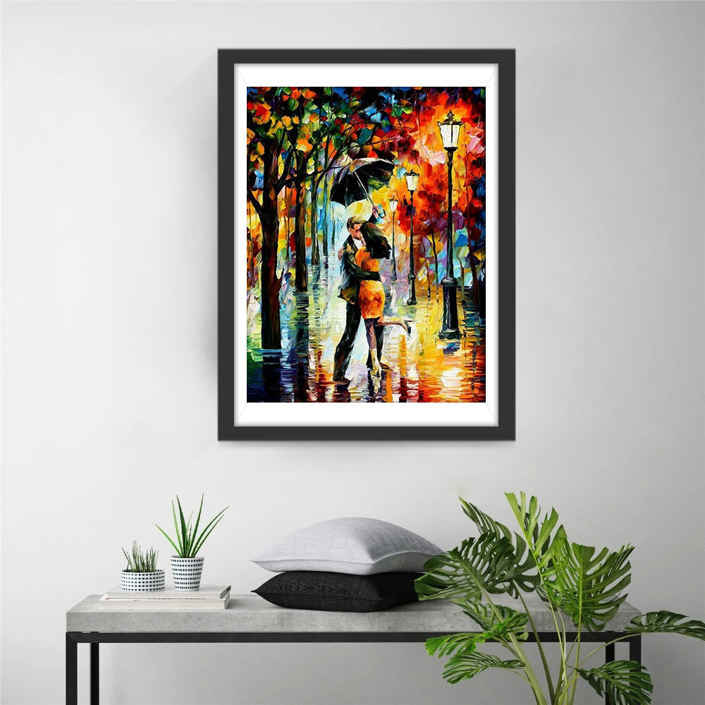 Impressionistische Romantiek in de Regen Diamond Painting