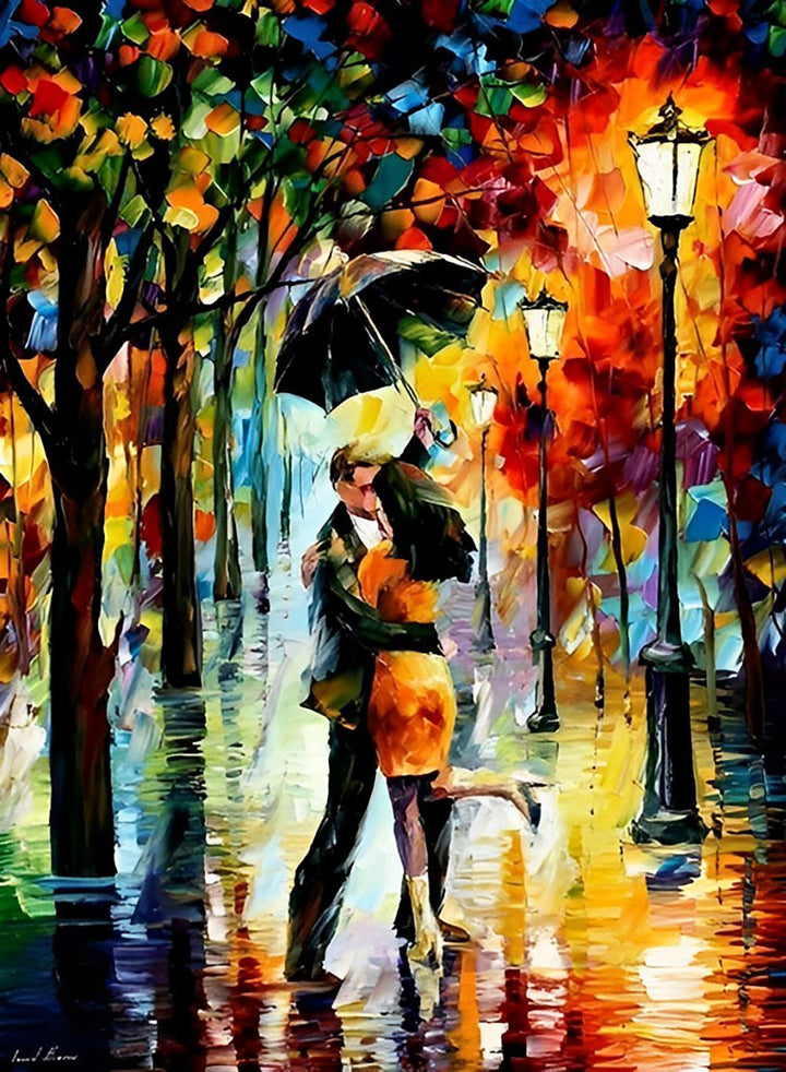 Impressionistische Romantiek in de Regen Diamond Painting