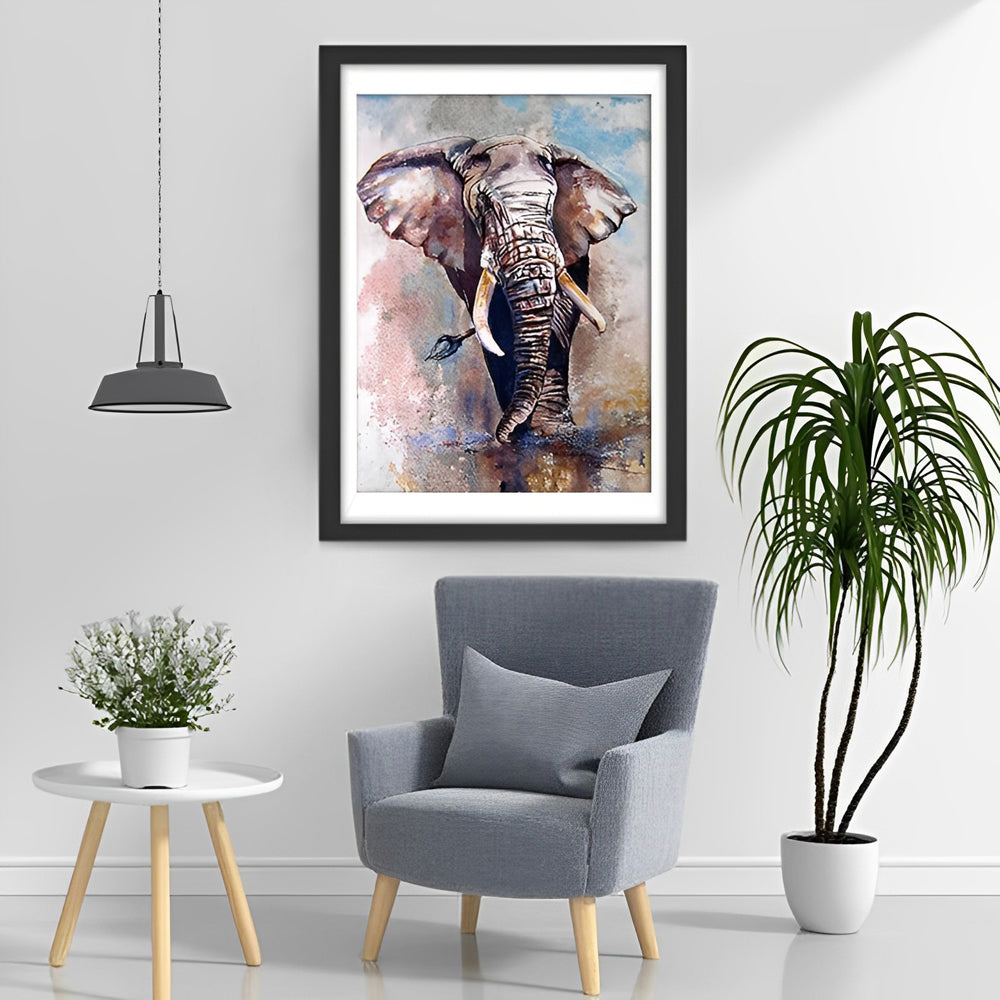 Inktstijl Een Olifant Diamond Painting