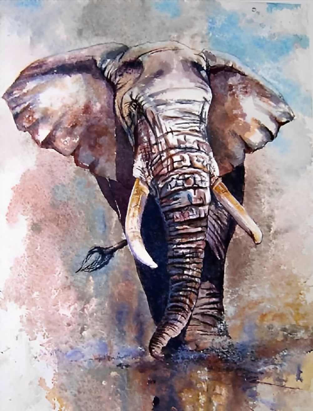 Inktstijl Een Olifant Diamond Painting