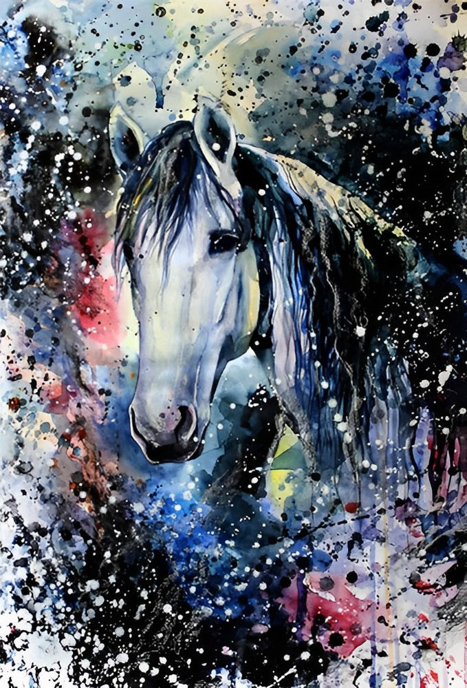 Inktstijl Een Paardenhoofd Diamond Painting