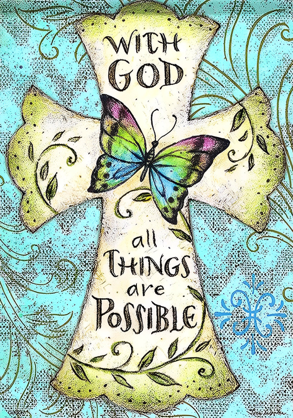 Inspirerend Kruissymbool - God Maakt Alles Mogelijk Diamond Painting