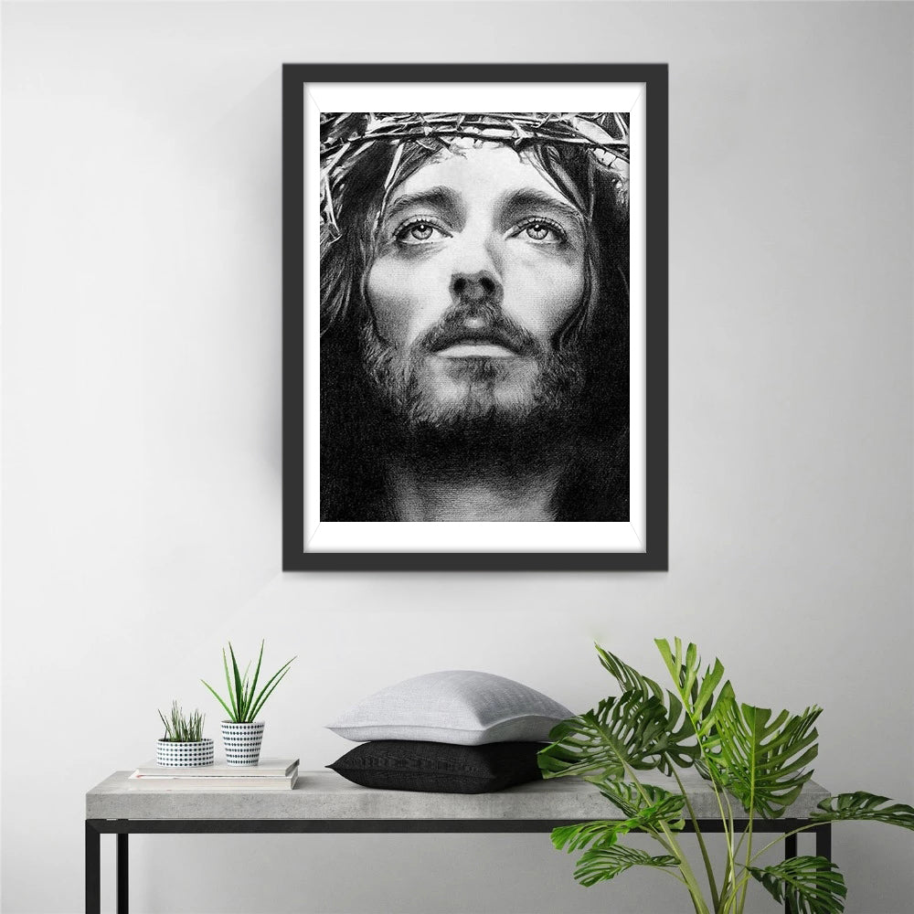 Intense Blik van de Gekruisigde Jezus Diamond Painting