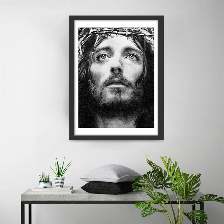 Intense Blik van de Gekruisigde Jezus Diamond Painting